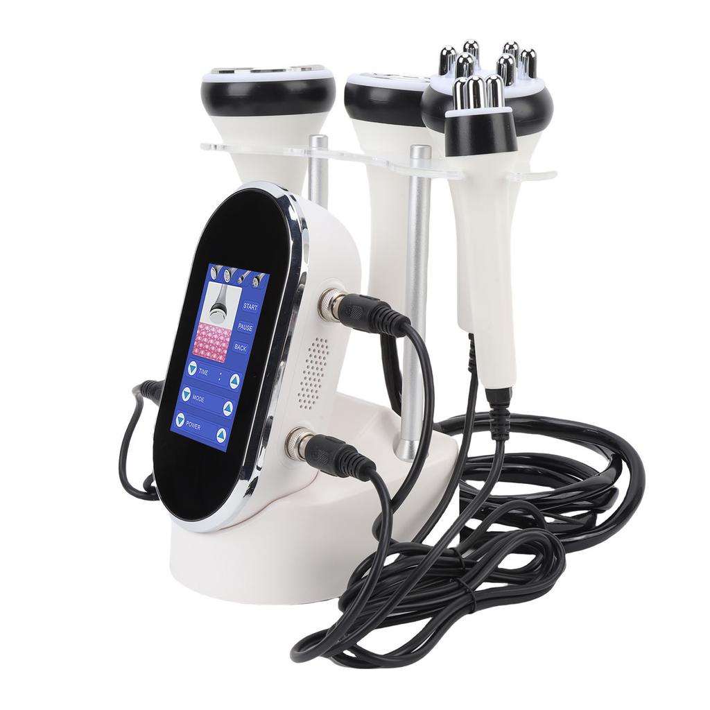 4 In 1 RF Cavitation Machine Fat Reduction Radio Frequency LED Body Slimming Machine with 4 Function Heads for Home Spa