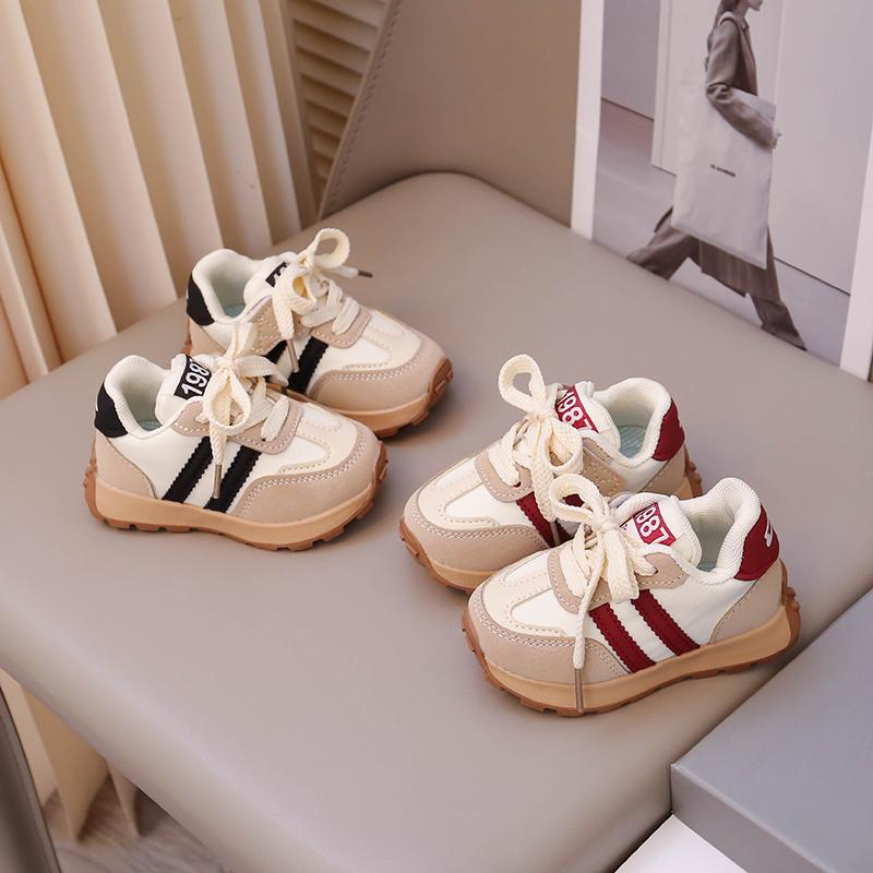 Kids Sneakers Toes Capped Striped Trendy Boys Girls Fashion Casual Shoes 2025 Spring Autumn New Children Running Shoes Non-slip