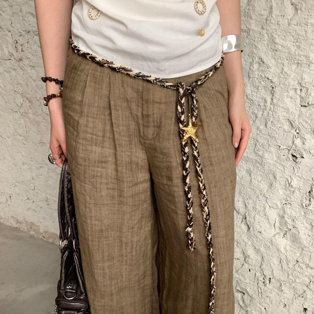 Starfish Pendant Belt Rope Clash Braided Decorative Belt New Waist Chain  Men Women