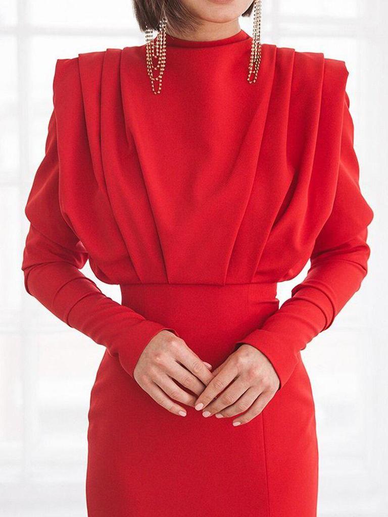 Vestido Pulôver Gola Alta Fenda Primavera/Verão 2021 - Moda Europeia e Americana