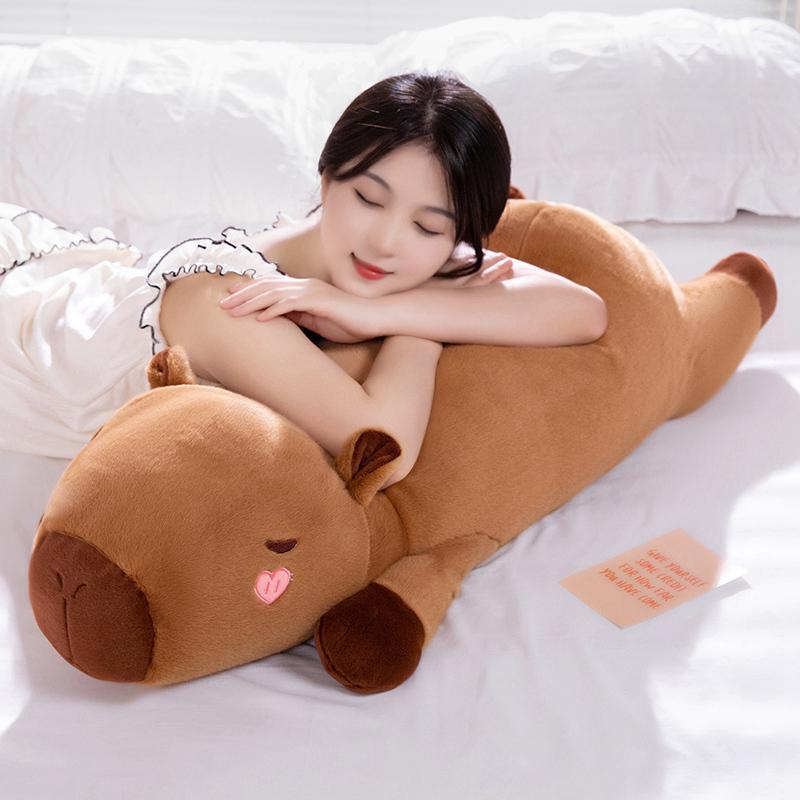 1 stück Kawaii Gefüllte Capybara Tier Obst Persimmon Plüsch Lange Kissen Kissen Weiche Puppe Cartoon Spielzeug Kissen Decor Baby Junge geschenke