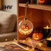 Halloween Hanging Decoration Glowing Sphere, Lighted Clear Ball Ornament, Cute Witch Seasonal Home Cat, LED for Indoor Mantel Party Decor Garden