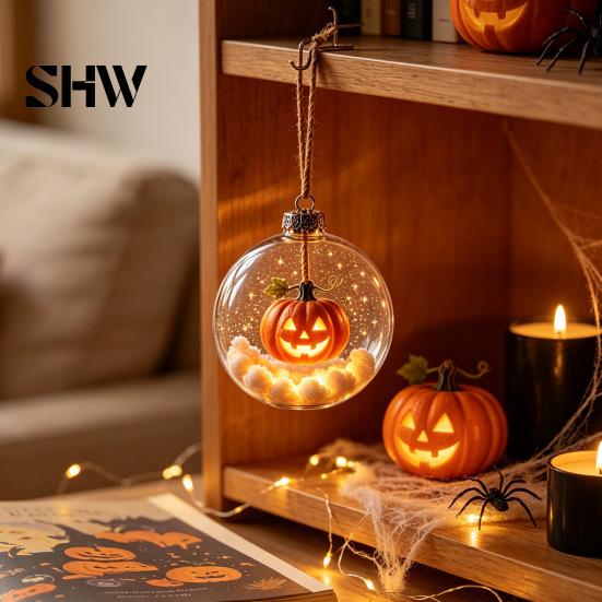 Halloween Hanging Decoration Glowing Sphere, Lighted Clear Ball Ornament, Cute Witch Seasonal Home Cat, LED for Indoor Mantel Party Decor Garden