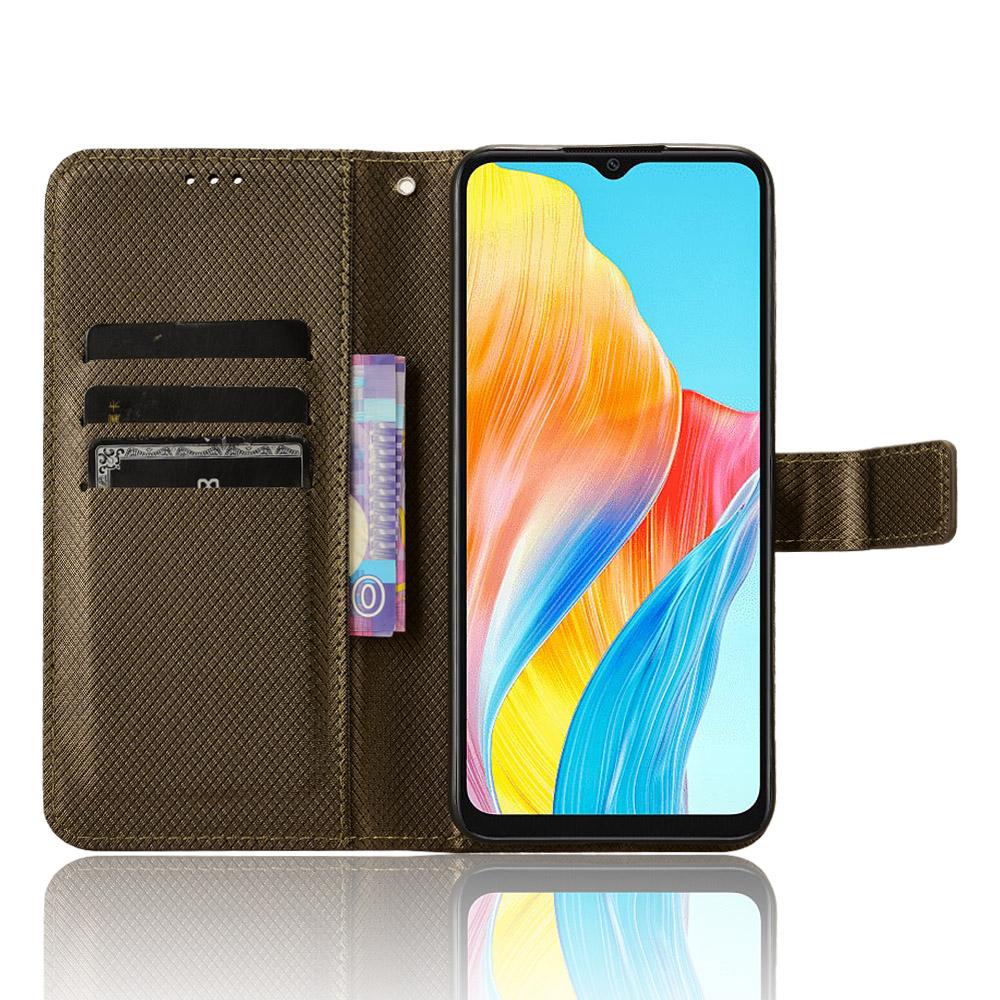 For Oppo A18 4G/A38 4G Leather Phone Case Stand Diamond Texture Protective Phone Cover