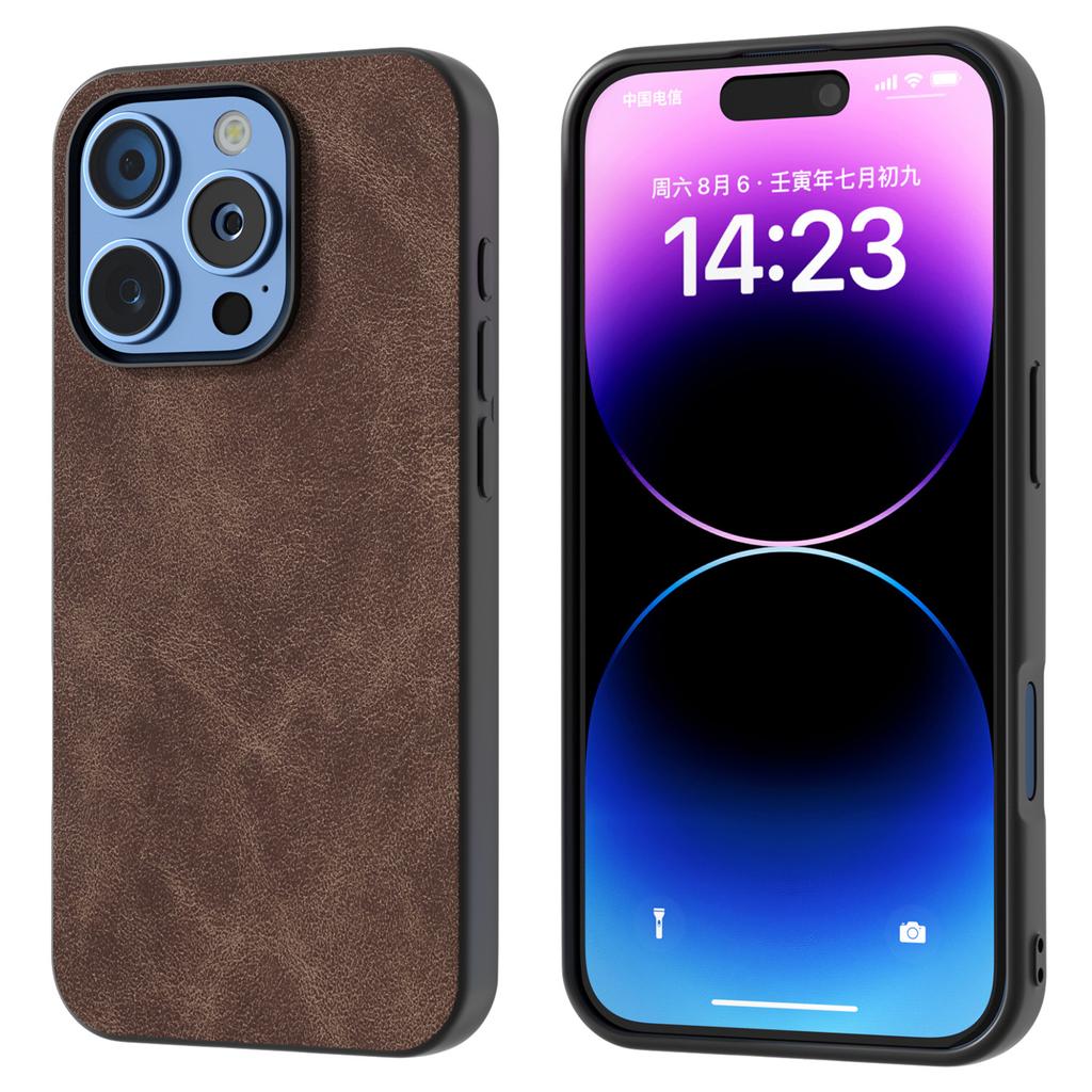 Für iPhone 16 Pro Hülle Schwarzer Rahmen PU+PC+TPU Hybrid Handyhülle