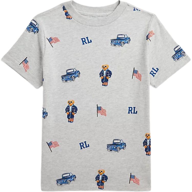 

Polo Ralph Lauren Детская Мультяшная Аниме Круглый Вырез Прямая Короткий Рукав Футболка Детские Топы Серый 322934395-001 XL