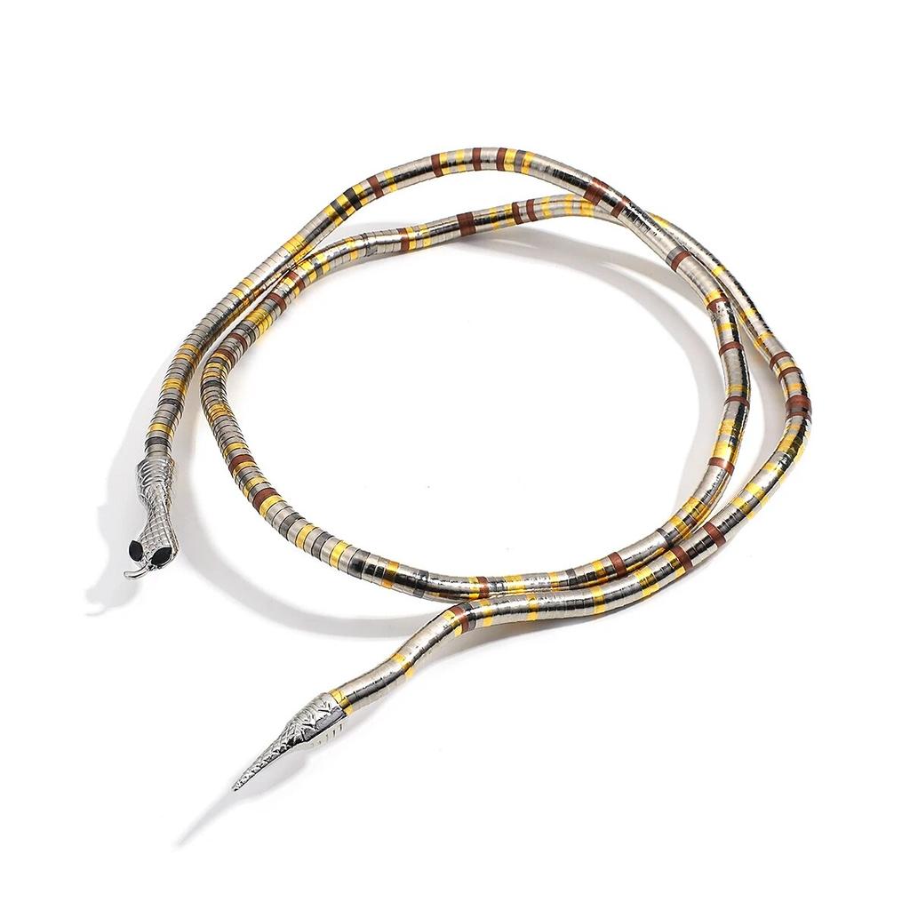 Punk Bendy Snake Náhrdelník Wrap Skládací náramek pro ženy Mužské robustní šperky