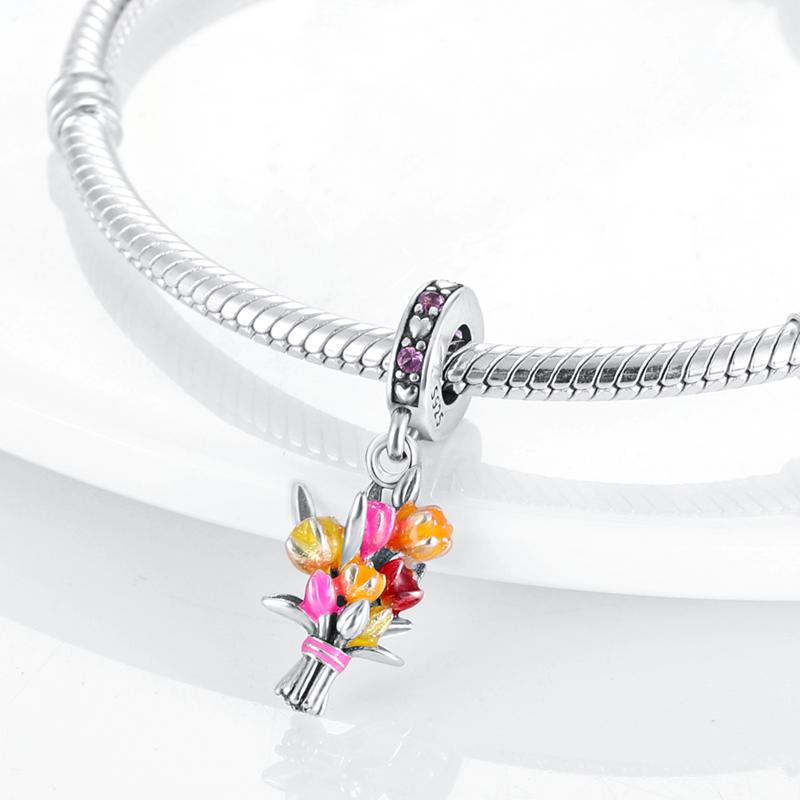 Charm Copper Fit 3Mm Original Bracelet Necklace Womens Bouquet & Butterfly Charm Bead Diy Fine Jewelry Gift New