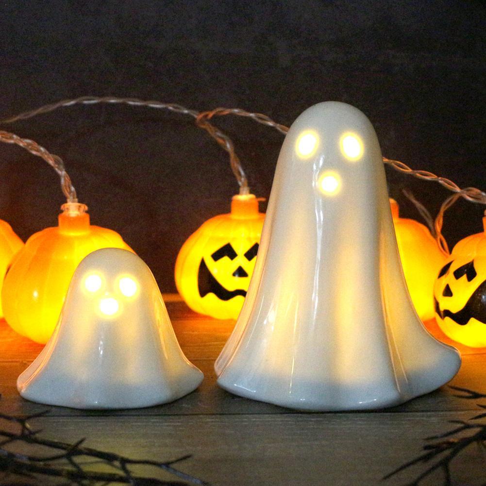 3Pcs Light Up Ghosts For Indoor Halloween Decorations Battery Powered White Mini Ghost Figurines With LED For Spooky Halloween