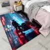 1PC Night Rider, Motorcycle Red Glow Carpet for Living Room Bedroom Sofa Home Decor Rus Non-slip Floor Mat Luxury Gift