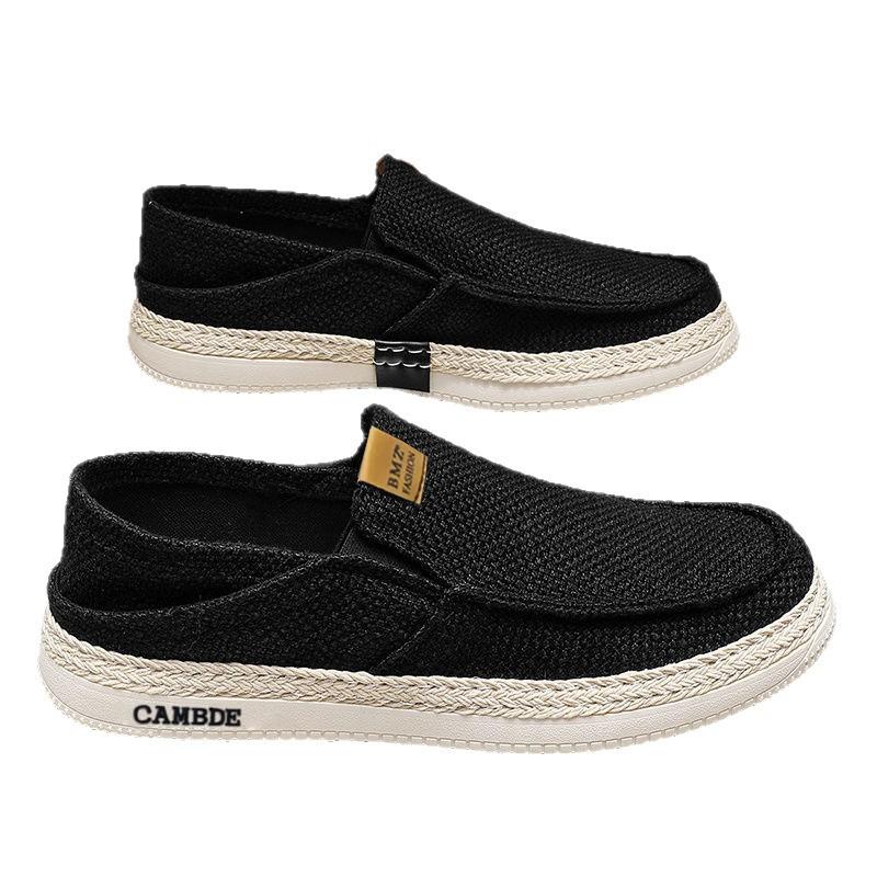 2025 New One-pedal Flat Men's Shoes Linen Fisherman Shoes Low-top Foot Casual Men's Shoes Old Beijing Cloth Shoes