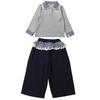 Meng Tang Tang Spring Girls' Color Block Bib Pants & Sweatshirt Set - Baby Korean Style Two-Piece.