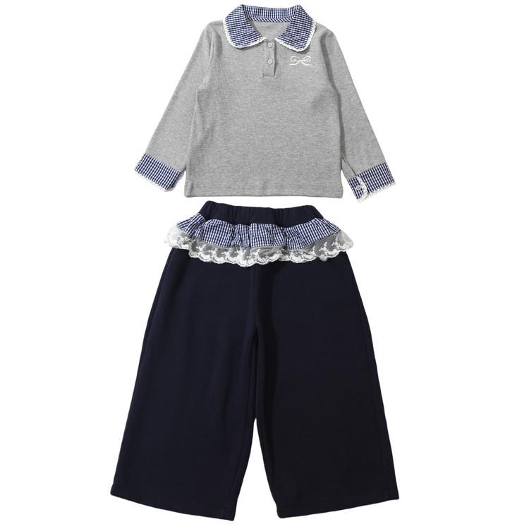Meng Tang Tang Spring Girls' Color Block Bib Pants & Sweatshirt Set - Baby Korean Style Two-Piece.