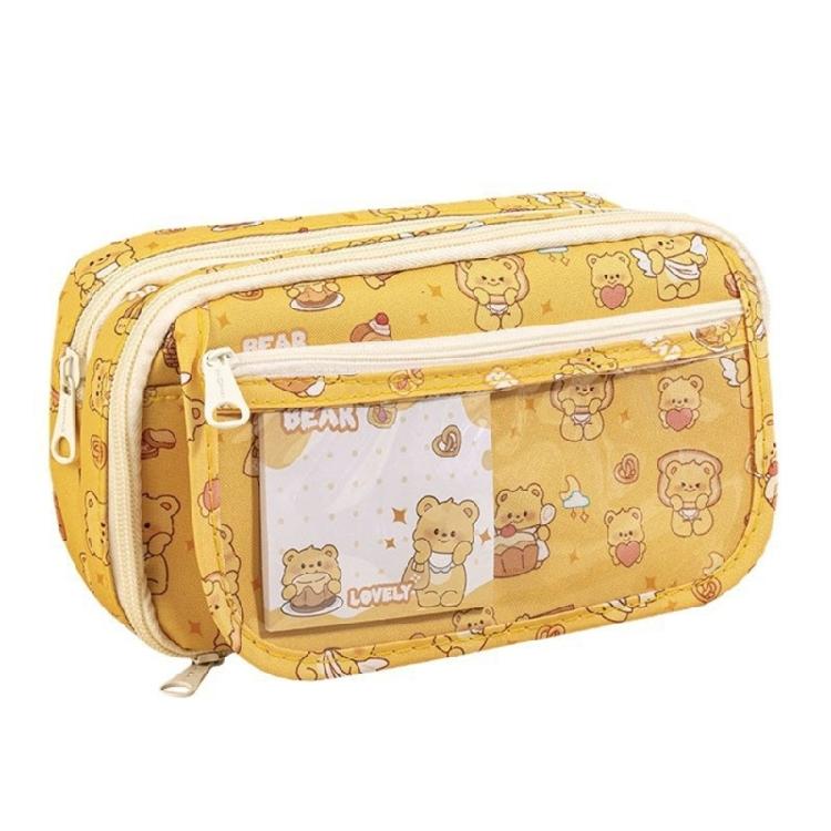 Cartoon Bear Pencil Case Large Capacity Storage Bag Aesthetic Pen Bag Lovely Pencil Pouch School Office Supplies
