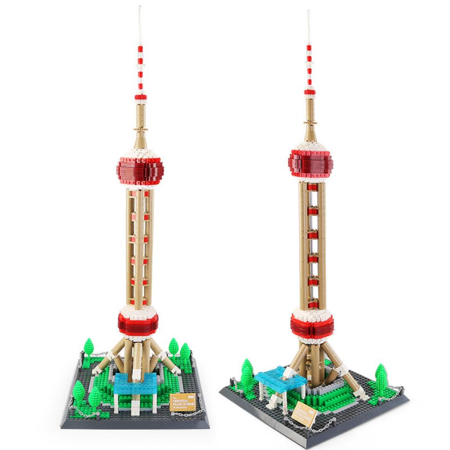World Famous Modern Architecture Nanobricks China Shanghai Oriental Pearl Tv Tower Micro Construction Block Model Blocks Toys