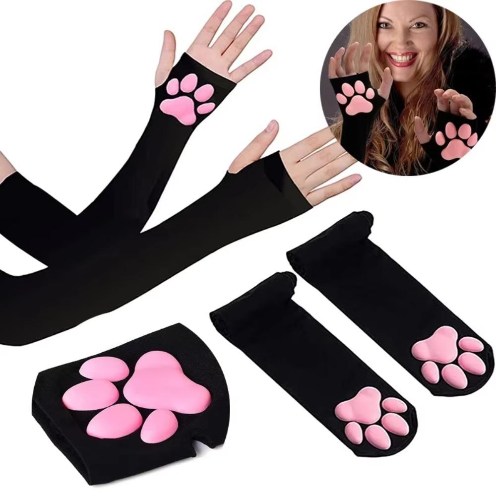 Lolita Cosplay Cat Pad Paw Sleeves 3D Silicone Arm Sleeves New Arm Guard  for Girls and Ladies