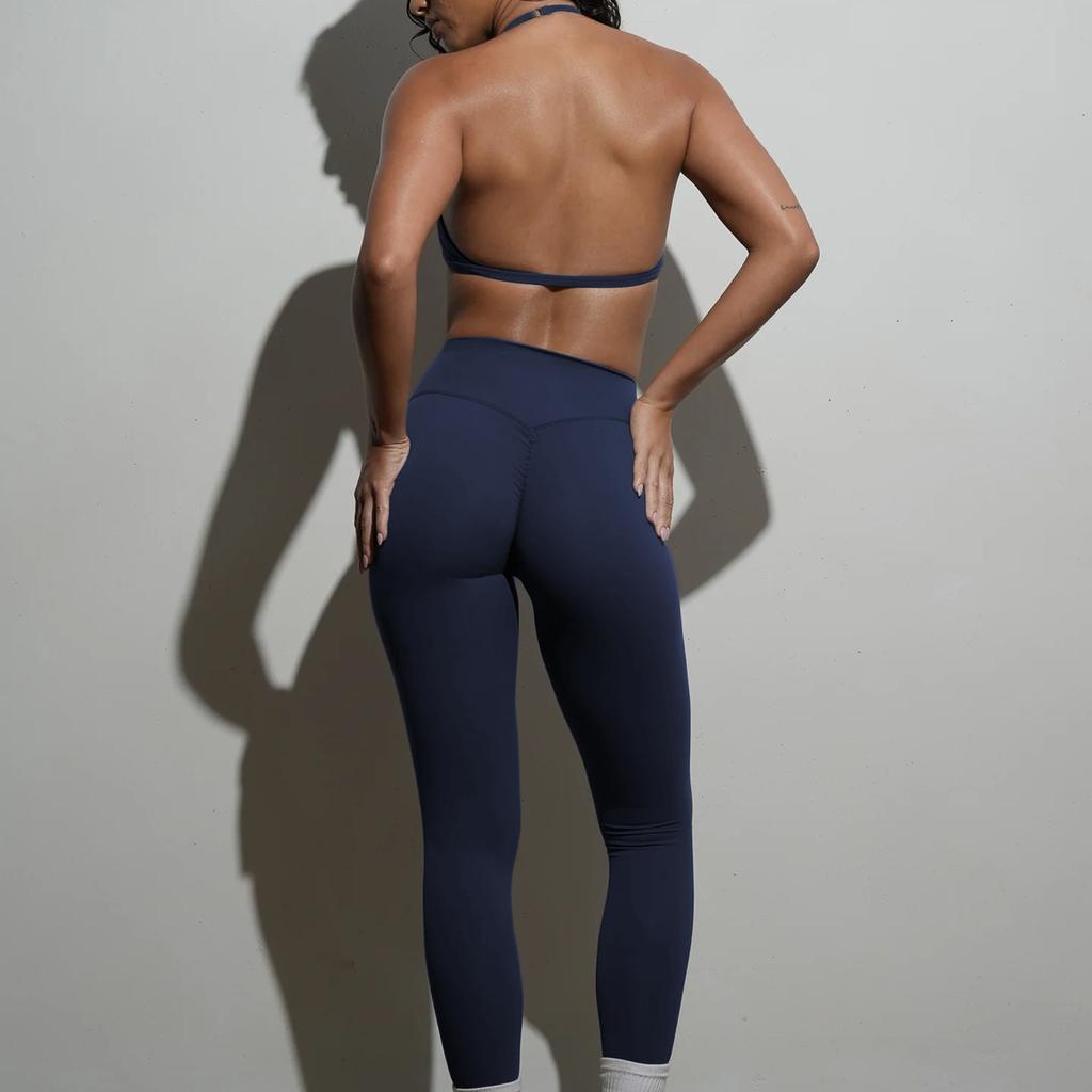 New Neck and Chest Gathering Underwear Yoga Suit Fitness Leggings Pilates Quick-drying Two-piece Set