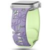 Embossed Floral Silicone Apple Watch Strap: Unisex, Sports, Two-Tone, Infinity Buckle.