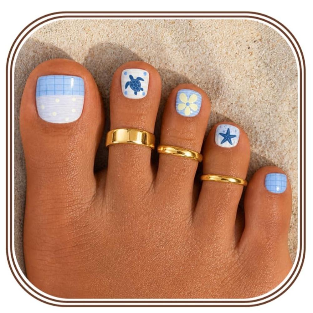 Toe Rings for Women Non Tarnish 14K Gold Filled Adjustable Toe Ring Set Daisy CZ Plain Hug Triple Open Band Ring Summer Beach Foot Jewelry for Women