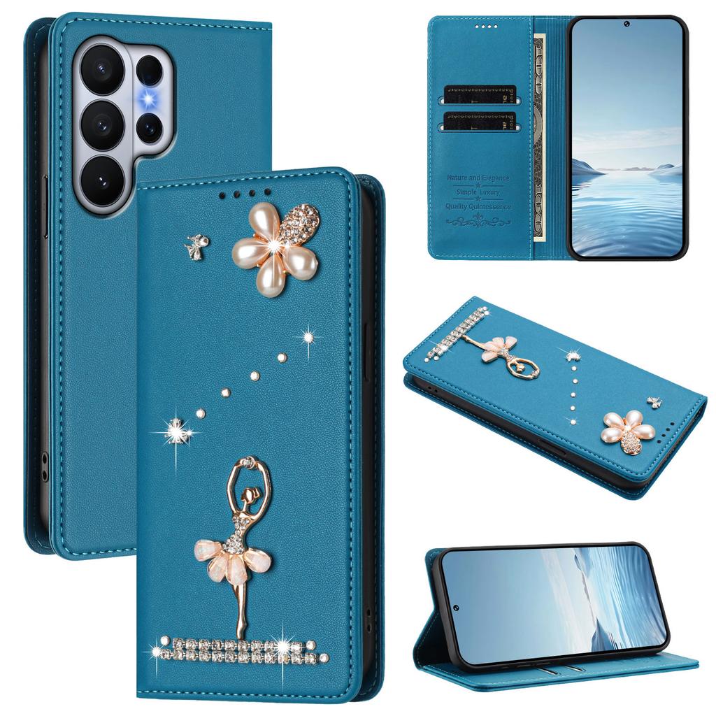 Diamond Cute Cards Solt Wallet Leather Phone Case For Samsung S26 Ultra S25 Plus S24 S23 A16 A26 A17 A07 Flip Bag Pocket Cover