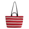 Fashion Commuter Large-capacity Bag Women's New Striped Shoulder Bag Casual Contrasting Color Portable Tote Bag