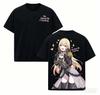 Stylish Black Anime Girl Double-Sided Print Casual Cotton Short-Sleeve Comfort Fahion T-Shirt