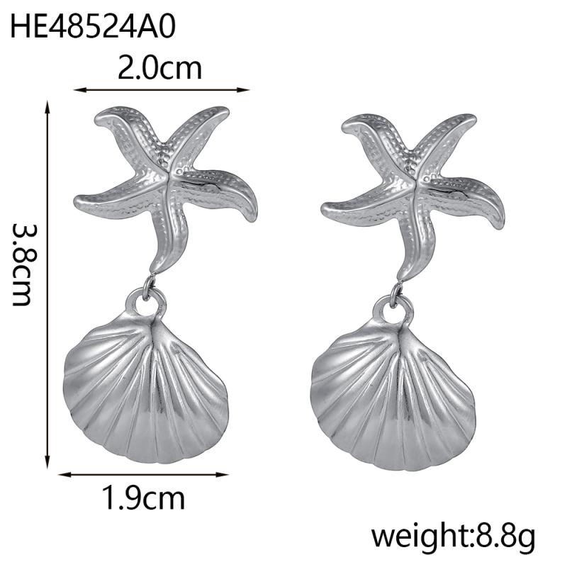 CARLIDANA Popular Ins Style Beach Stainless Steel Pentagonal Starfish Fashionable Marine Biological Design Jewelry Earrings