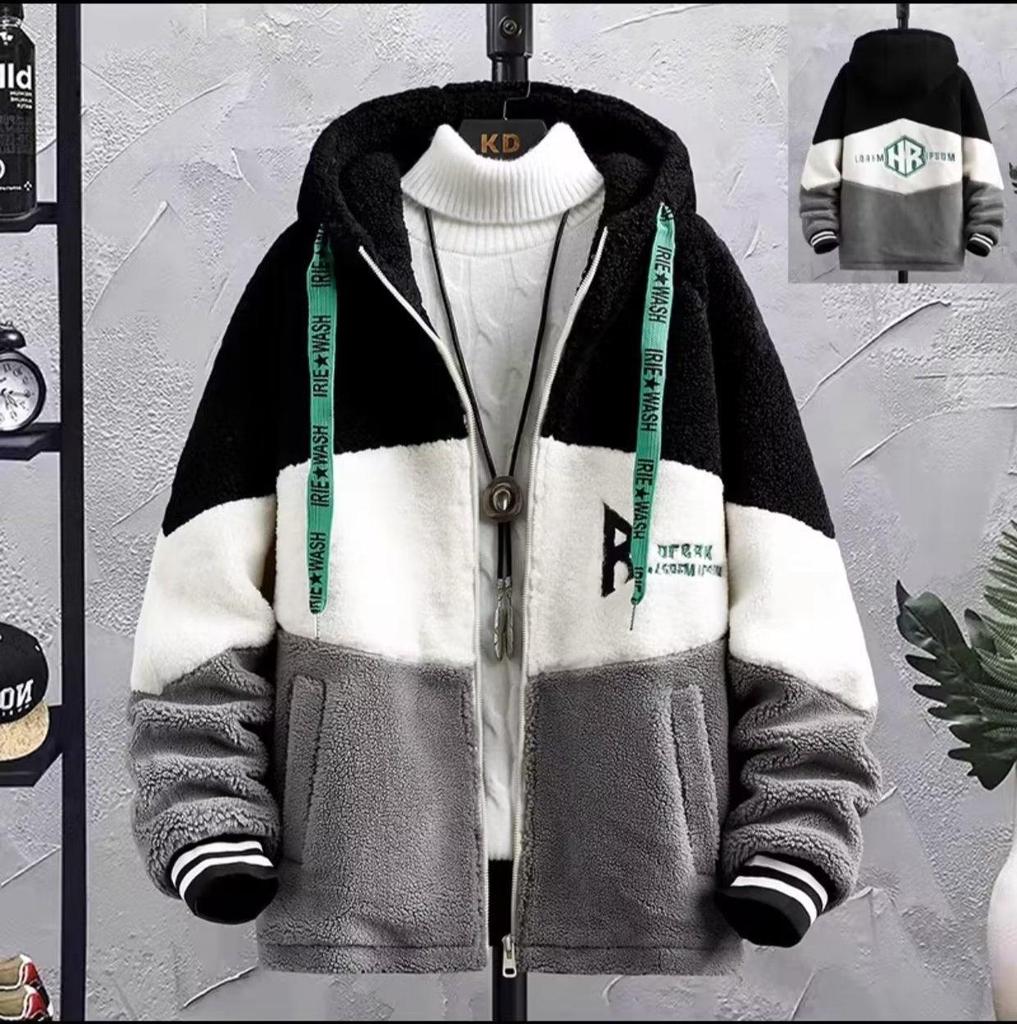 Lambswool Plus Size Men's Soft High-quality Fabric Windproof Jacket Fashionable Versatile Casual Sports Lightweight Jacket Wave Warm Jacket