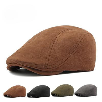 Berretto scamosciato per uomo donna Stile britannico Cappellino piatto retrò Autunno Primavera Semplice Cappellino da edicolante Unisex Cappellino da taxista con visiera d'anatra
