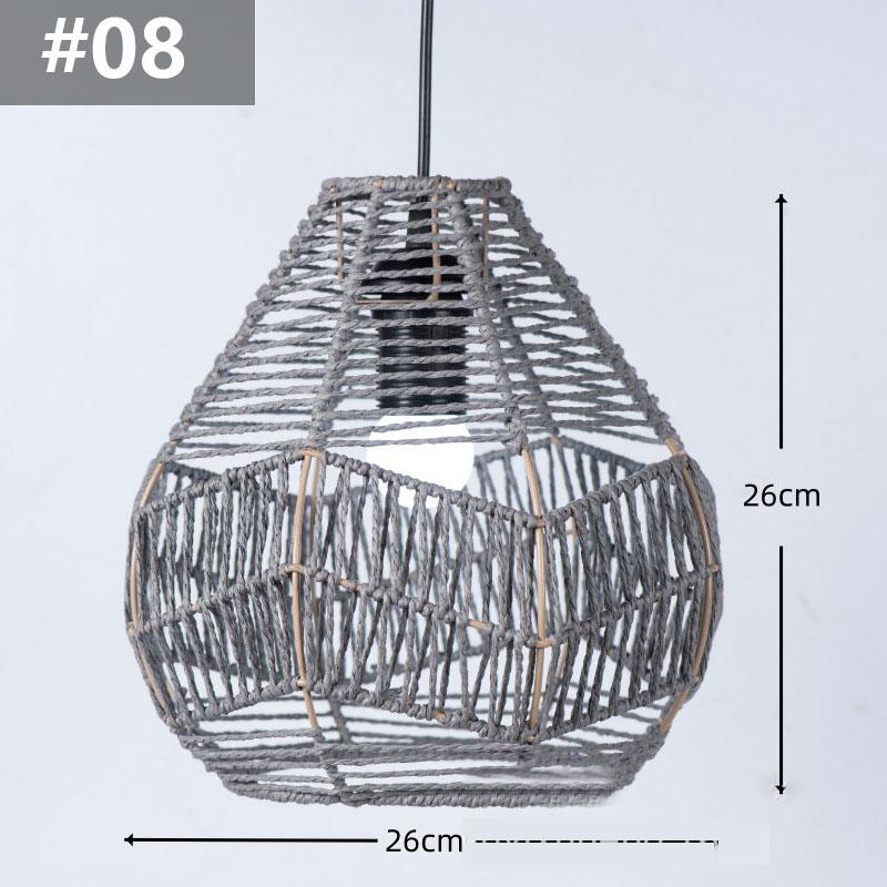 14 Styles Natural Woven Lampshade Vintage Hanging Pendant Lamp Shade Rattan Chandelier Café Restaurant Lighting Home Art Decor
