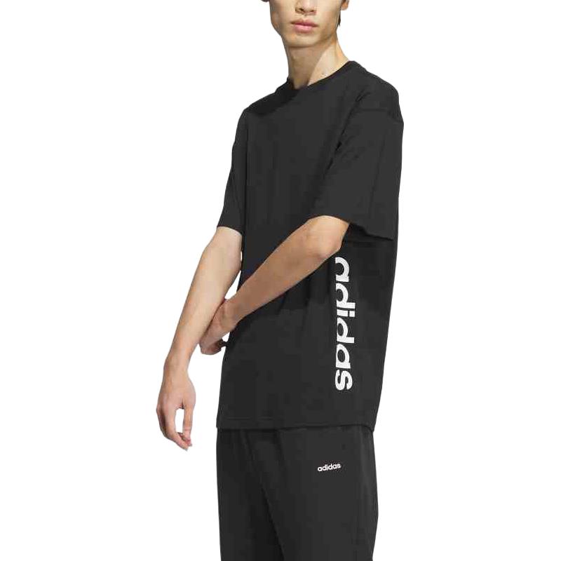 adidas Letter Round Neck Casual Pullover Comfortable Short Sleeve T-Shirt Unisex T-Shirts Black JJ0614