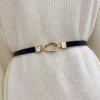 Elegant Women's Black Waist Chain Belt for Dresses and Coats