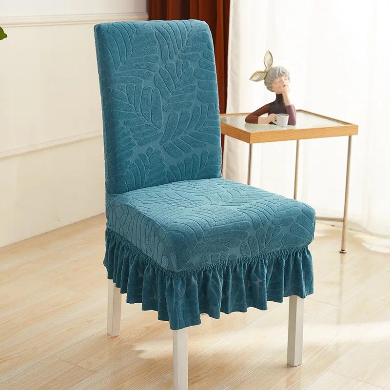 Dining Table Chair Cover Elastic Chair Covers with Skirt Bubble Banquet Chair Slipcover Stretch Chairs Skirt Home Testiles