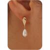 Plenky Pearl Earrings-14K Gold Plated Dainty Pearl Drop Simple Wedding CZ Dangle Dangling Cute Stud Earrings for Brides Earrings for Women Gifts