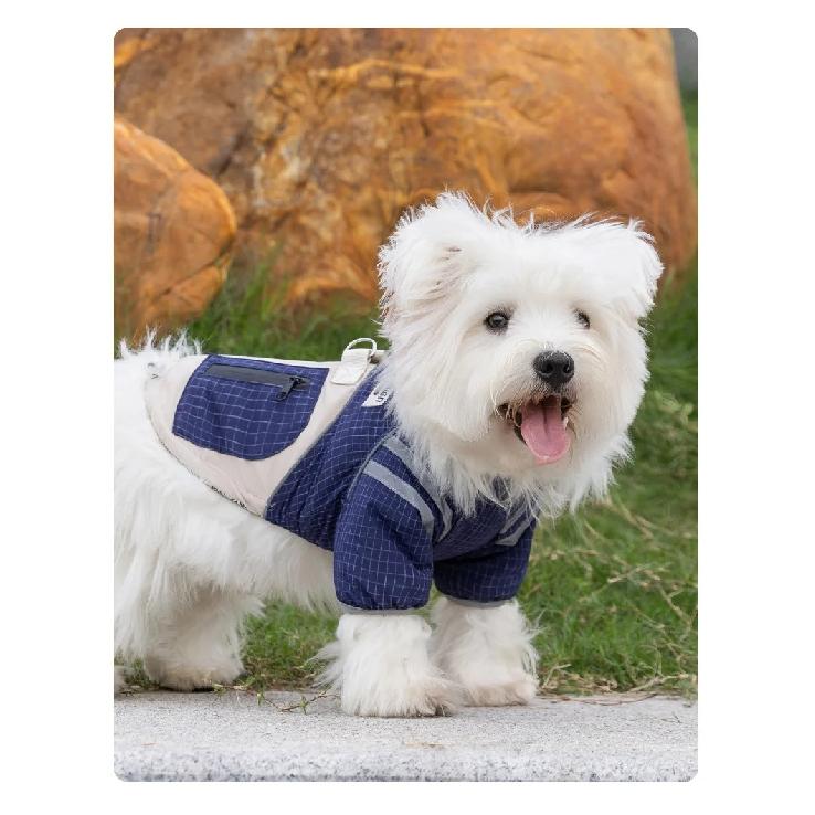 Autumn Winter Dog Outfit Functional Plaid Dog Cotton Coat Thickened Warm Dog Pet Clothes