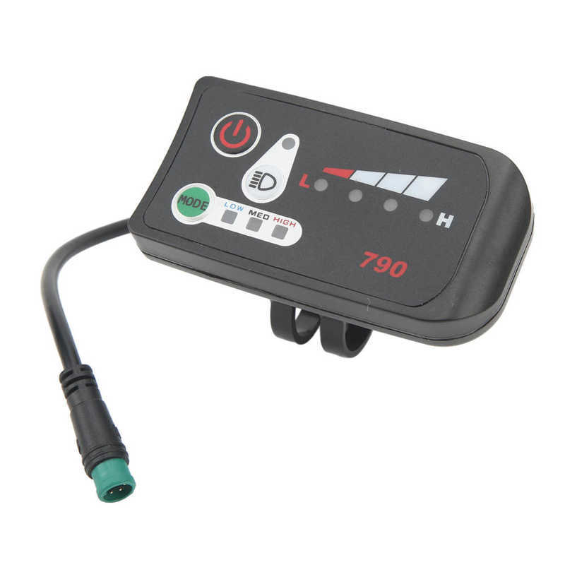 790 Electric Bike LED Power Display Panel E-bike Modification Display Meter with Waterproof 5P Male Plug for 22.2mm Handlebars 24V