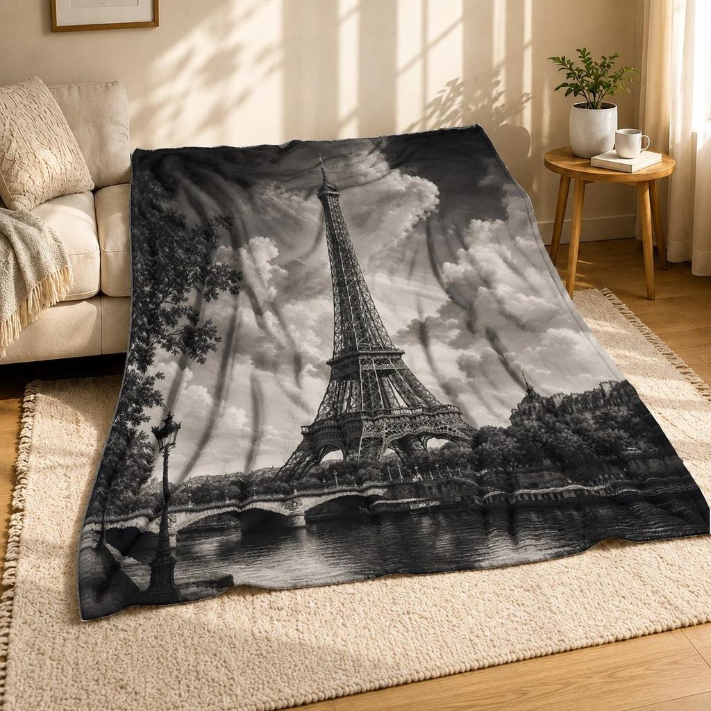 Eiffel Tower Paris Cityscape Coral Fleece Blanket