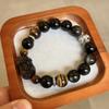 Natural Obsidian Pixiu Bracelet With Tiger Eye Beads Handmade Boho Chic Unisex Jewelry Daily Wear