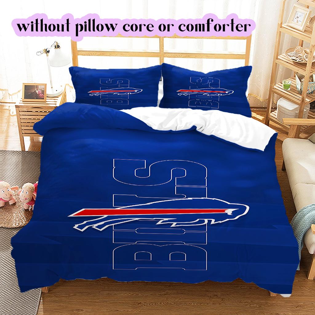 football Logo Pattern Bedding Quilt Set Quilt Cover Pillowcase Home Decoration Birthday Gift (1*duvet cover+ 2*pillowcase, without core)