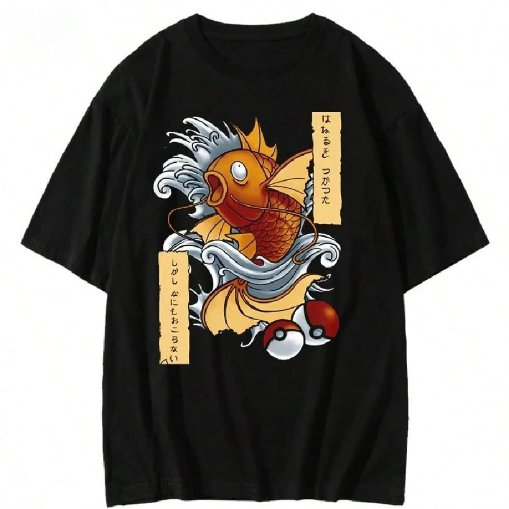 

Pok É Mon Retro Carp King Magikarp Wave Short Sleeve T-shirt Loose Children s Top Cotton Summer New Trend 110