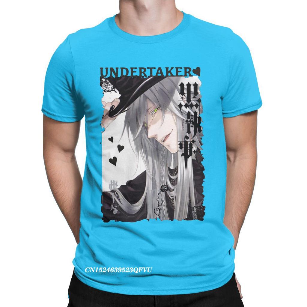 Undertaker Black Butler T-Shirts Herren Anime Lustig Premium Baumwoll T-Shirt Rundhals Harajuku T-Shirt Ästhetische Camisas Tops