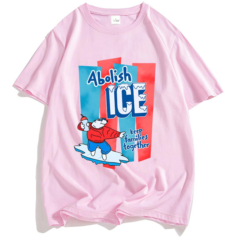Abolish Ice America T-shirt Summer Short Sleeve Cotton Crew Neck Tshirts Unisex Tee Casual Loose Graphic Printing Tees