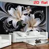 Luxuriöse Weiße Lilien Florales Wandteppich Wanddekoration Kunst Wandbild für Modernes Zuhause Wohnzimmer Schlafzimmer Abstrakter Hintergrund Leinwanddruck