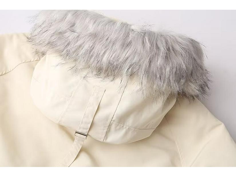 2024 Winter Women's European & American Retro Fur Collar Hooded Parka