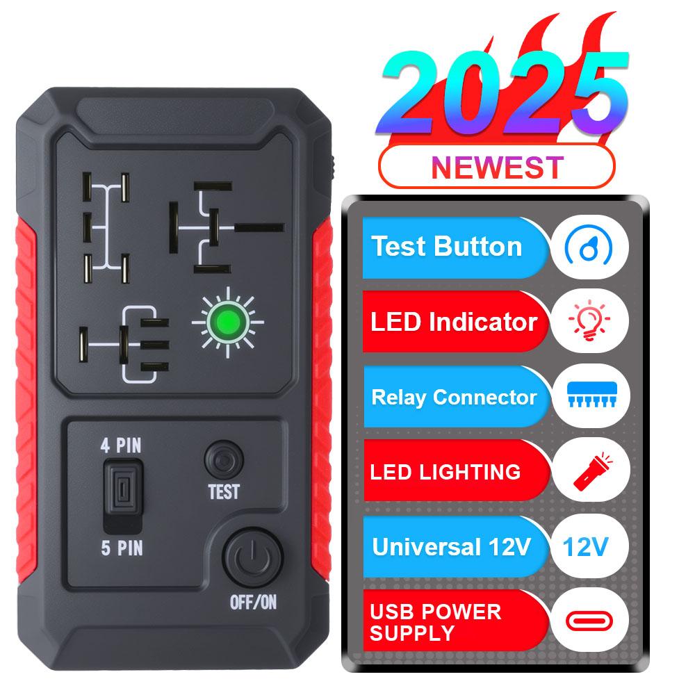 Automotive Electronic Relay Tester Type C Port LED Lighting 12V Circuit Tester Car Battery Checker Car Relay Tester LED Indicator