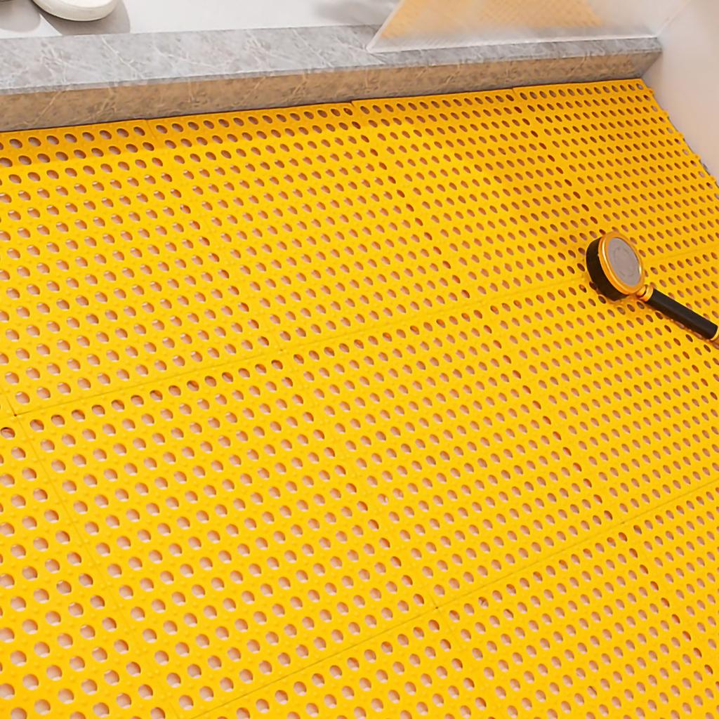10PCS Suction Cup Floor Mats Anti Slip Plastic Mosaic Bath Mat for Kitchen Bathroom Yellow