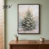 Decorative Christmas Tree Painting Wall Art, Light Up Snowy Pine Artwork, Rustic Framed Gift for Bedroom Office Canvas Art Farmhouse Home Kitchen