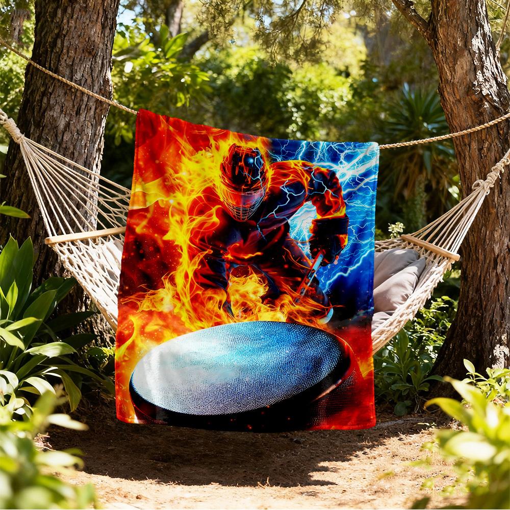 

Fire Hockey Outdoor Flannel Blankets, Outdoor travel, Home Blankets, Fan Gifts,Suitable for All Seasons, Christmas Gifts. R1127020 80x120cm