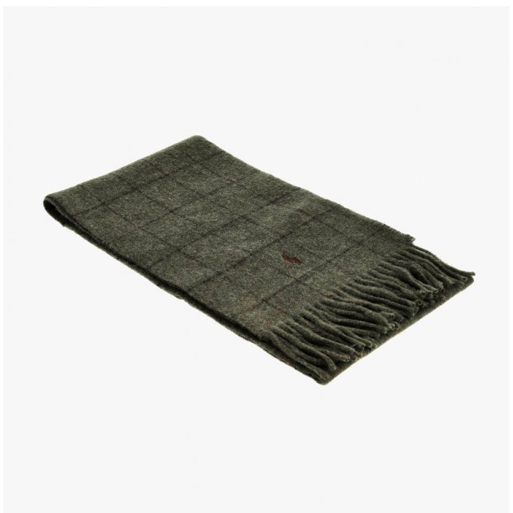 Polo Ralph Lauren Pc0743 350 Pony Windowpane Plaid Check Reversible Fringe Muffler