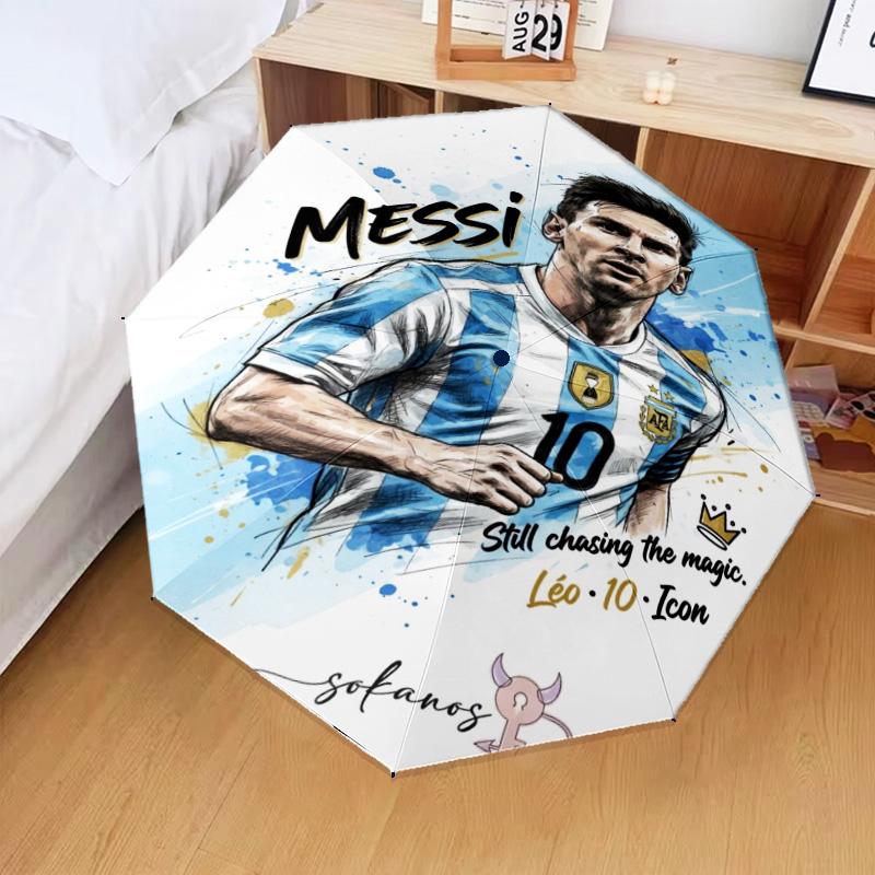 Golden Messi Glory Umbrella Folding umbrella, automatic umbrella 8-Frame for Travel, camping Use Gift for Halloween Christmas